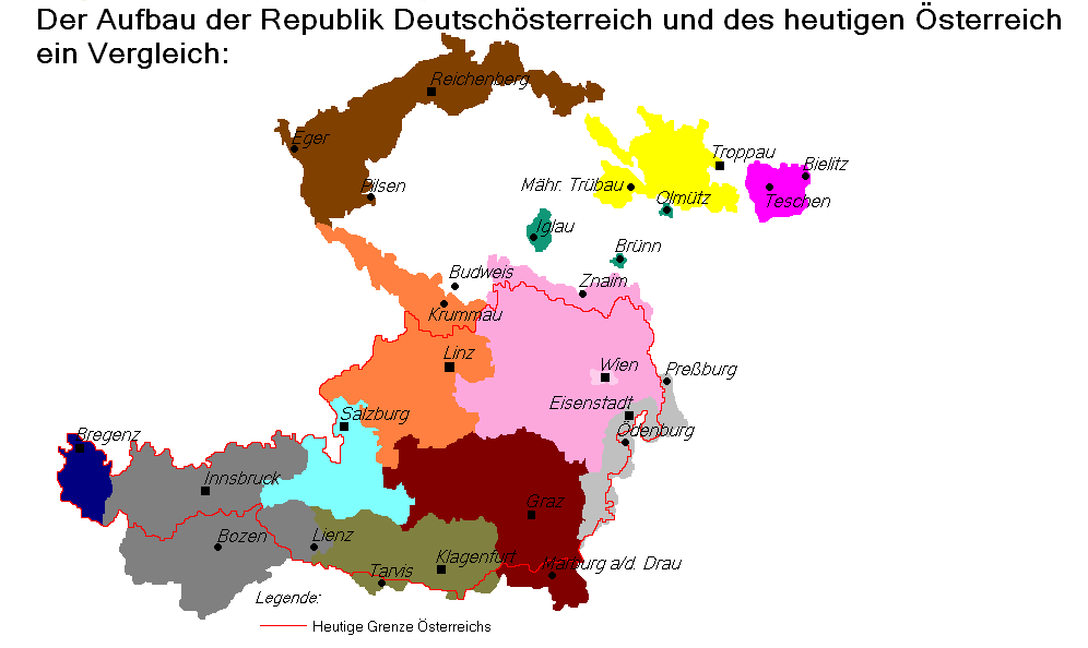 Německy mluvící části bývalého Rakouska-Uherska, které si nárokovalo Rakousko